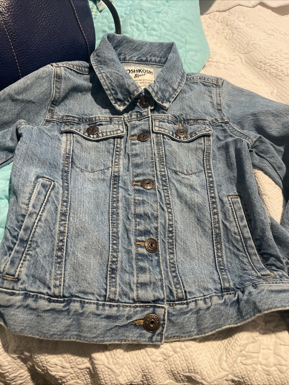 OshKosh B'gosh Kids 7 Light Blue Denim Jean Jacket for Kids 100% Cotton